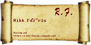 Rikk Fóris névjegykártya